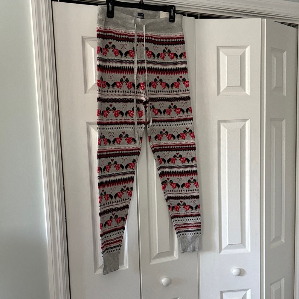 NWT American Eagle Gray and Red Dachshund Sweater Leggings